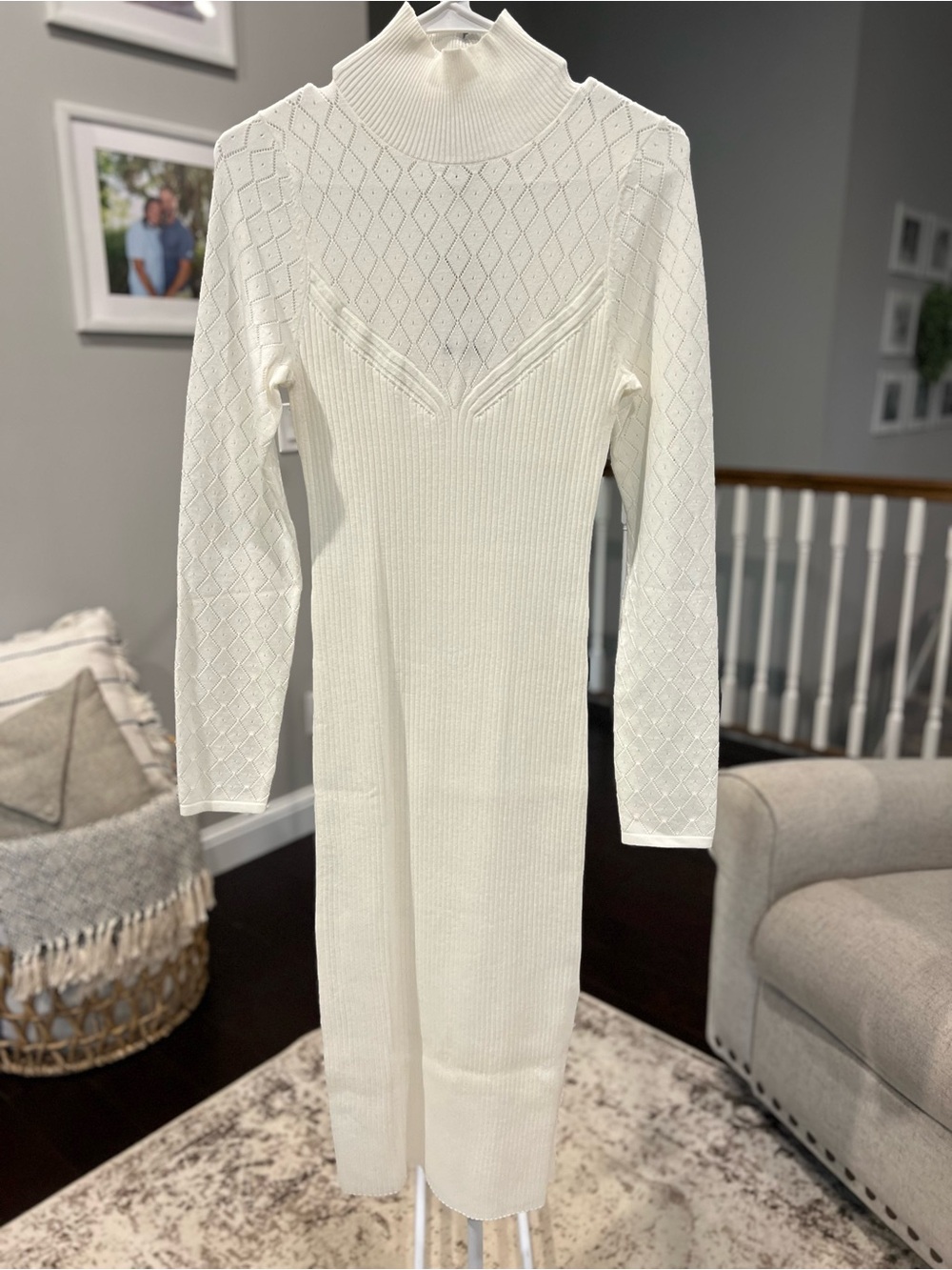 NWT Knit Crean Turtleneck Bodycon Midi Dress - Medium